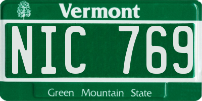 VT license plate NIC769