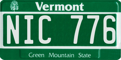 VT license plate NIC776