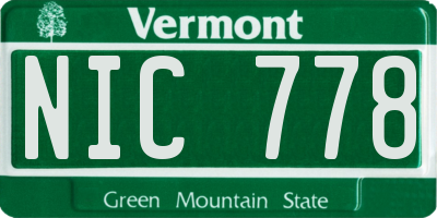 VT license plate NIC778