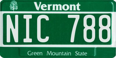 VT license plate NIC788