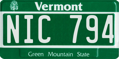 VT license plate NIC794