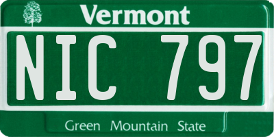 VT license plate NIC797