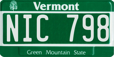 VT license plate NIC798