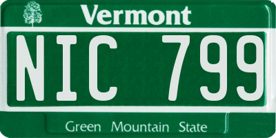 VT license plate NIC799