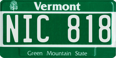 VT license plate NIC818