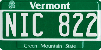 VT license plate NIC822