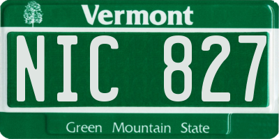 VT license plate NIC827