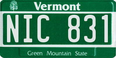 VT license plate NIC831