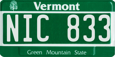 VT license plate NIC833
