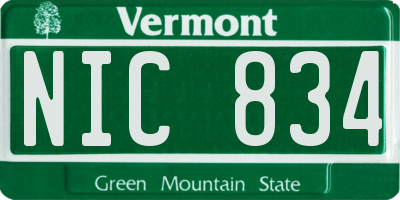 VT license plate NIC834