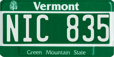 VT license plate NIC835