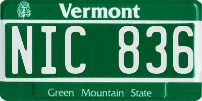 VT license plate NIC836