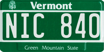 VT license plate NIC840