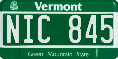 VT license plate NIC845