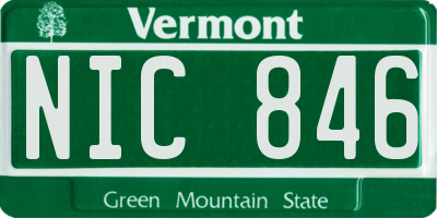 VT license plate NIC846