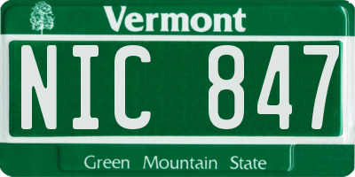VT license plate NIC847