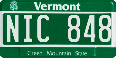 VT license plate NIC848