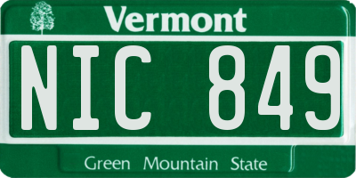 VT license plate NIC849