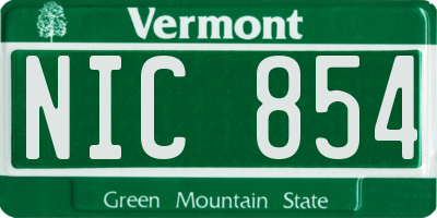 VT license plate NIC854