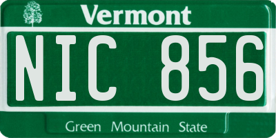 VT license plate NIC856