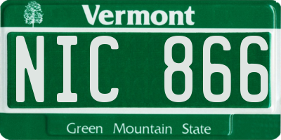 VT license plate NIC866