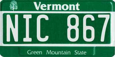 VT license plate NIC867
