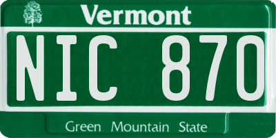 VT license plate NIC870