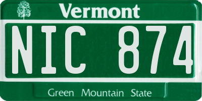 VT license plate NIC874