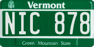 VT license plate NIC878