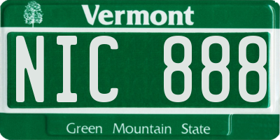 VT license plate NIC888