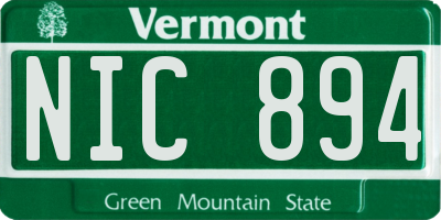 VT license plate NIC894