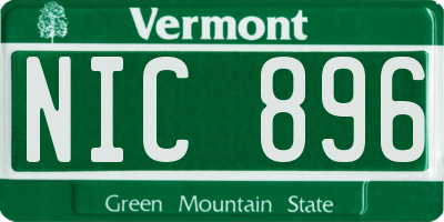 VT license plate NIC896