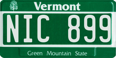 VT license plate NIC899