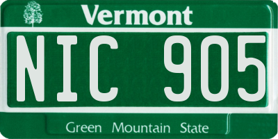 VT license plate NIC905