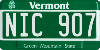 VT license plate NIC907