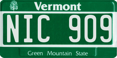 VT license plate NIC909