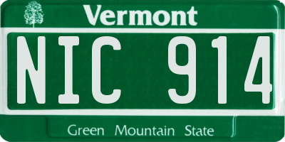 VT license plate NIC914