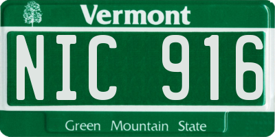 VT license plate NIC916