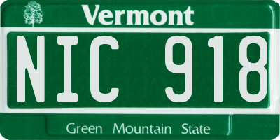 VT license plate NIC918