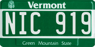 VT license plate NIC919