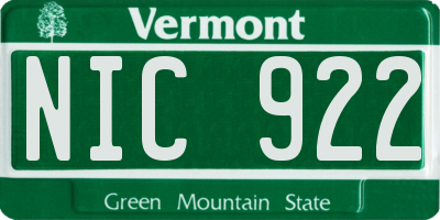 VT license plate NIC922