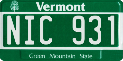 VT license plate NIC931