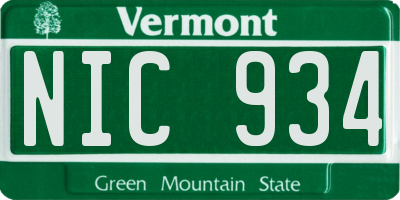 VT license plate NIC934