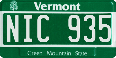 VT license plate NIC935