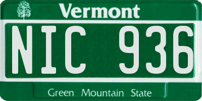 VT license plate NIC936