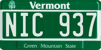 VT license plate NIC937