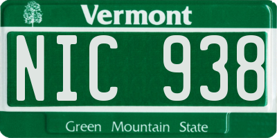 VT license plate NIC938