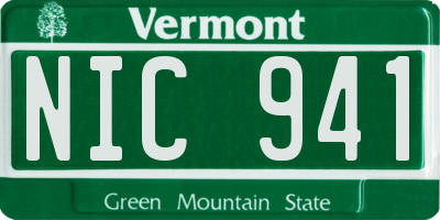 VT license plate NIC941