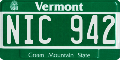 VT license plate NIC942