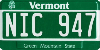 VT license plate NIC947